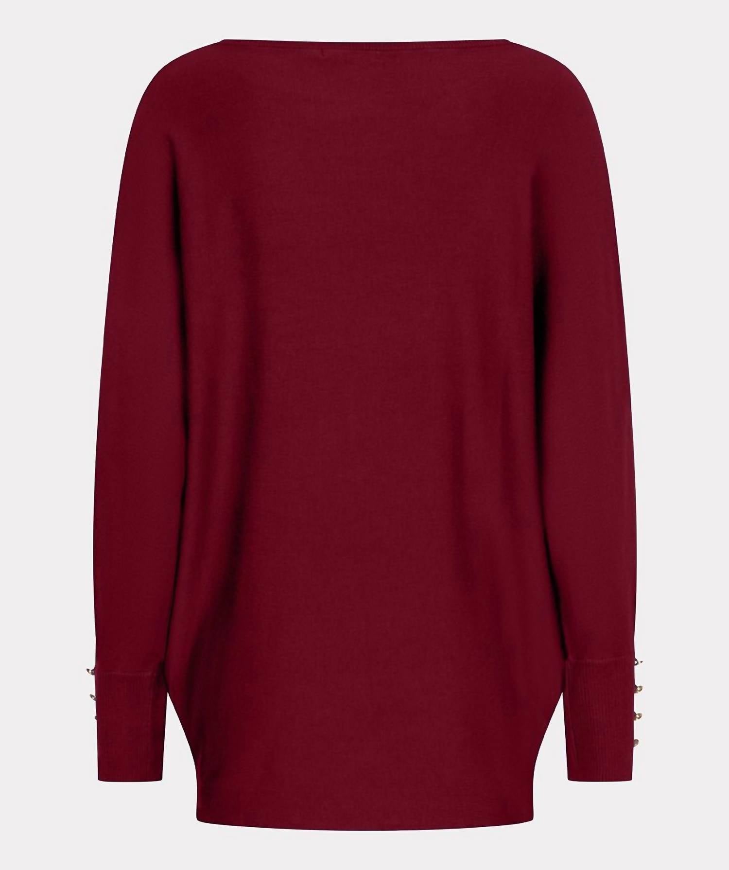 Esqualo - Batwing Buttoned Cuff Basic Knit Sweater