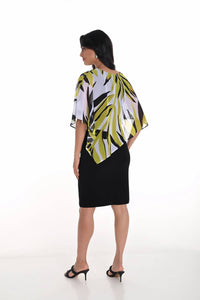 Frank Lyman - Asymmetric Leaf Chiffon Overlay Dress