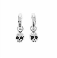 King Baby Studio Women's Skull Earrings With Hinged Back in silver - women's jewelry