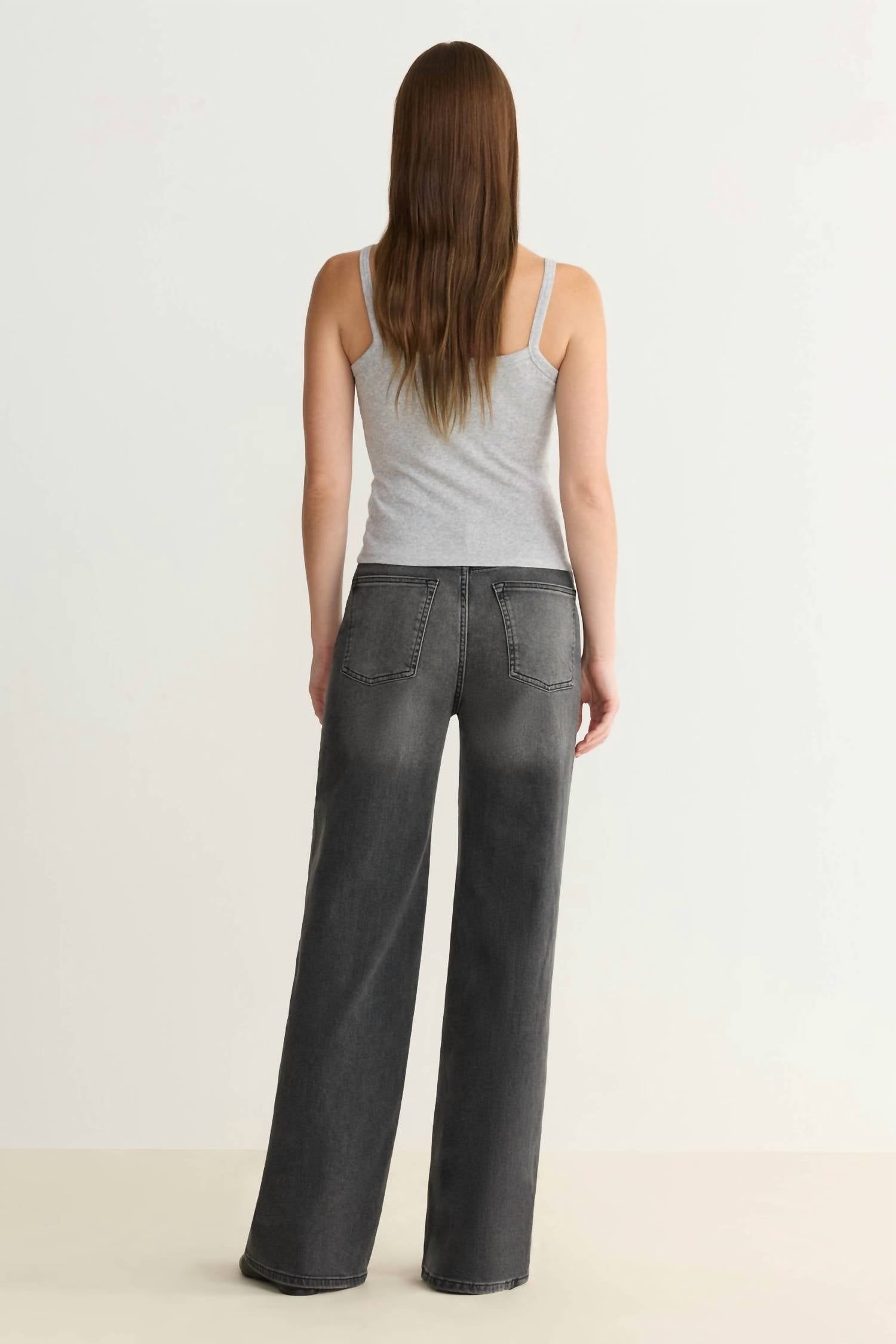 Warp + Weft Wide Leg Jeans in overcast - women's jeans - detail view