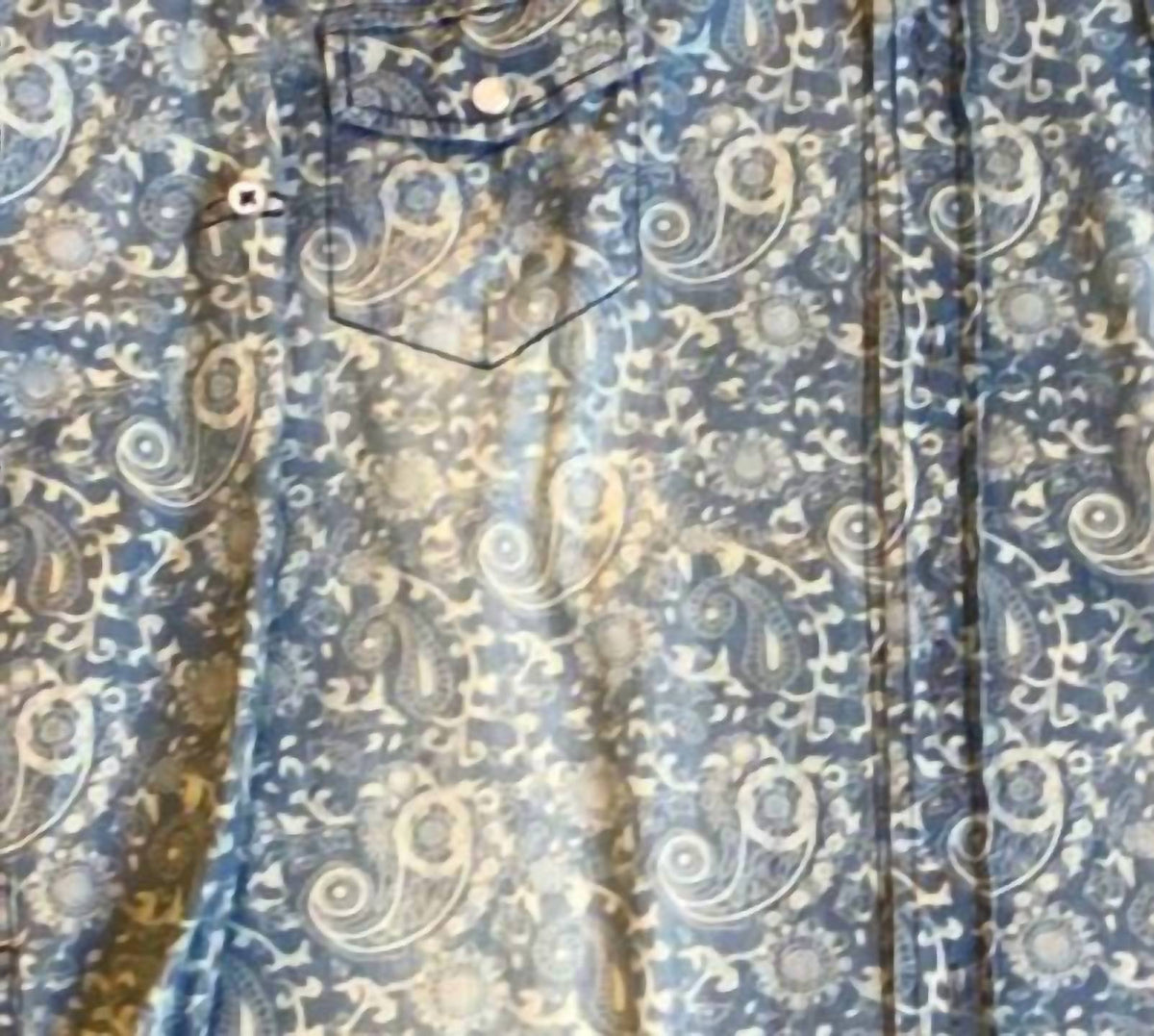 Lucky Elephant Couture - Men's Acid Wash Paisley Pattern Denim Shirt