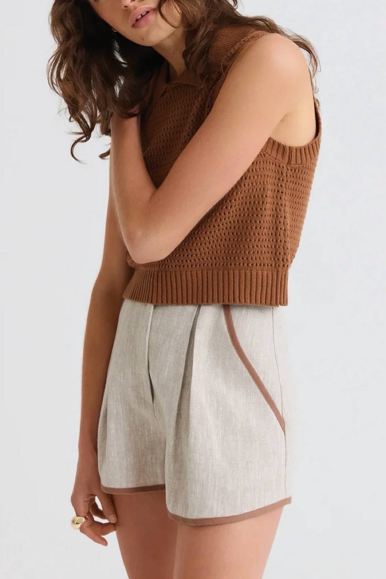 Matthew Bruch - Cable Mesh Collared Tank Top