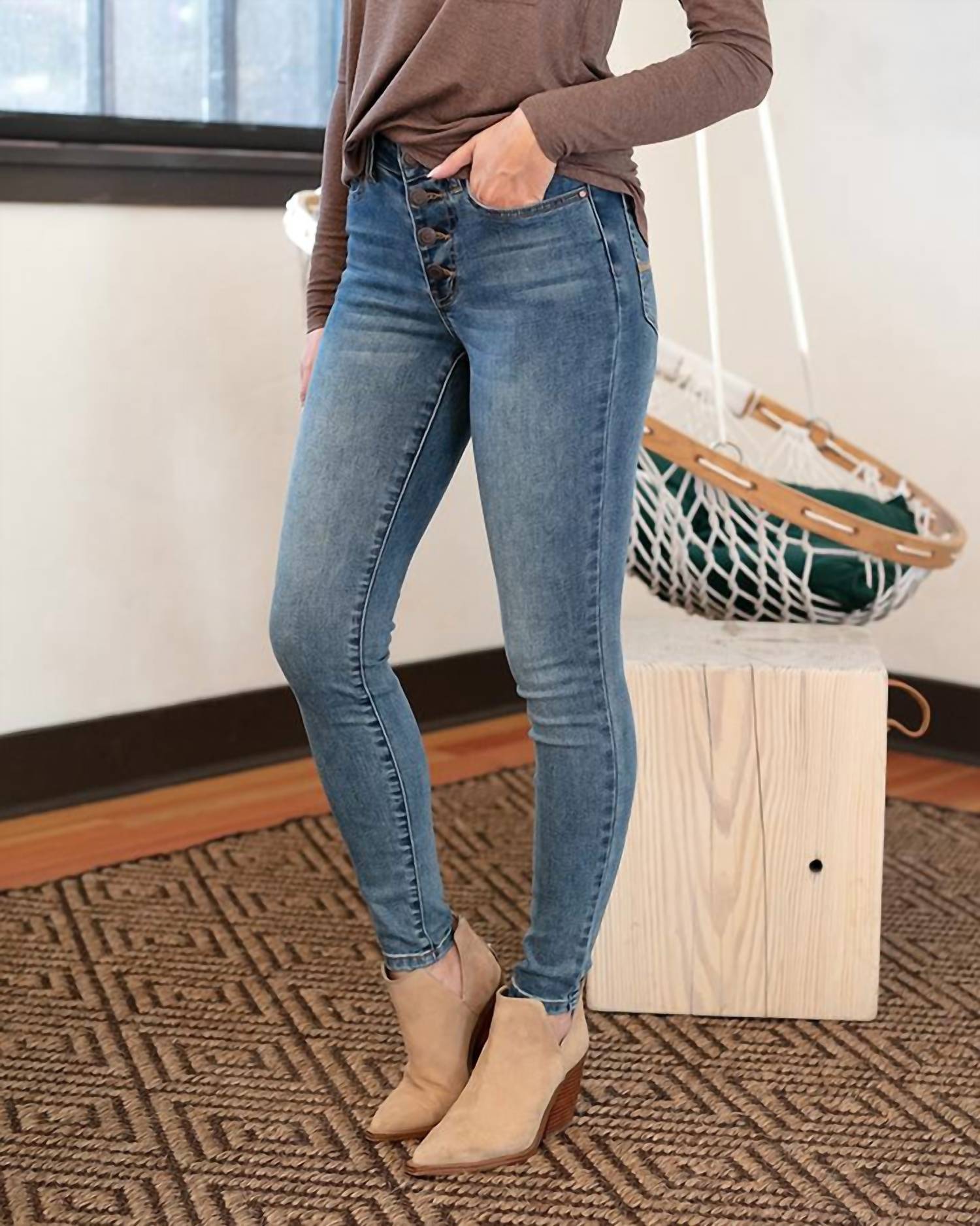 Grace And Lace - Non-distressed Designer Denim Button Fly Jeans