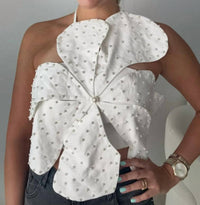 Nylon Apparel - Pearl Detail Halter Crop Top