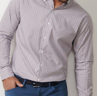 PETER MILLAR Julian Crown Lite Cotton Stretch Shirt in navy multi - men's shirt