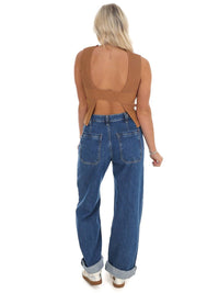 Klesis Autumn Ember Open Back Top in mocha - women's tank top - detail view