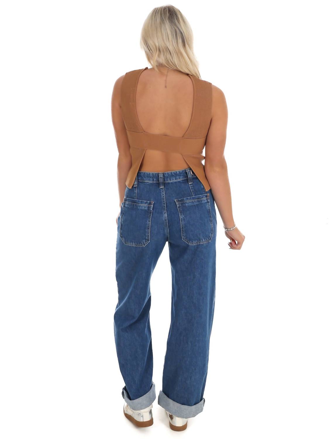 Klesis Autumn Ember Open Back Top in mocha - women's tank top - detail view