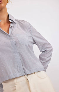 Sage The Label - Glacier Glow Rhinestone Cropped Shirt