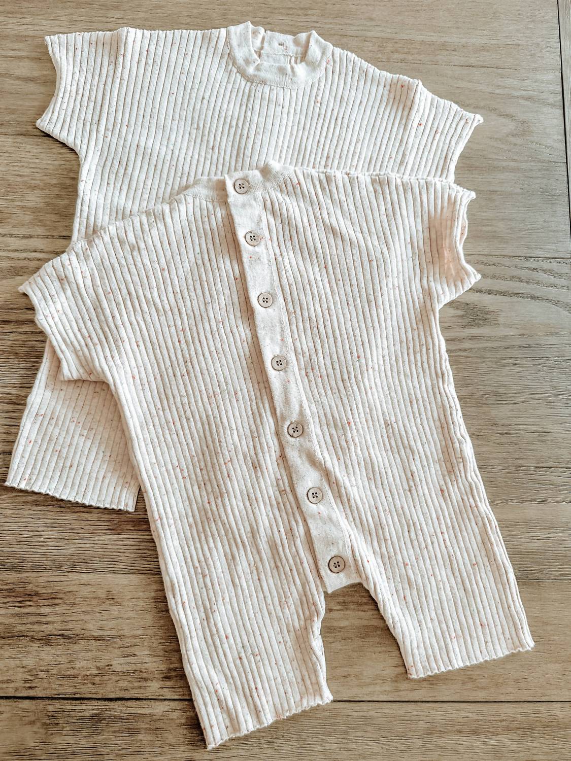 Zoe Jay - Kids' Speckled Ribbed Knit Romper