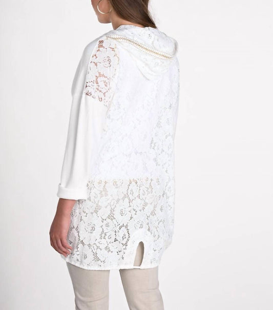 Frank Lyman - Lace-back Hooded Cardigan