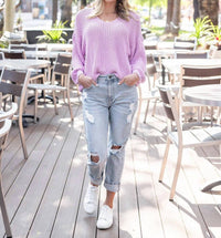 Grace and Lace Boyfriend Slouchy Knit Sweater in orchid - women's sweater - view 5