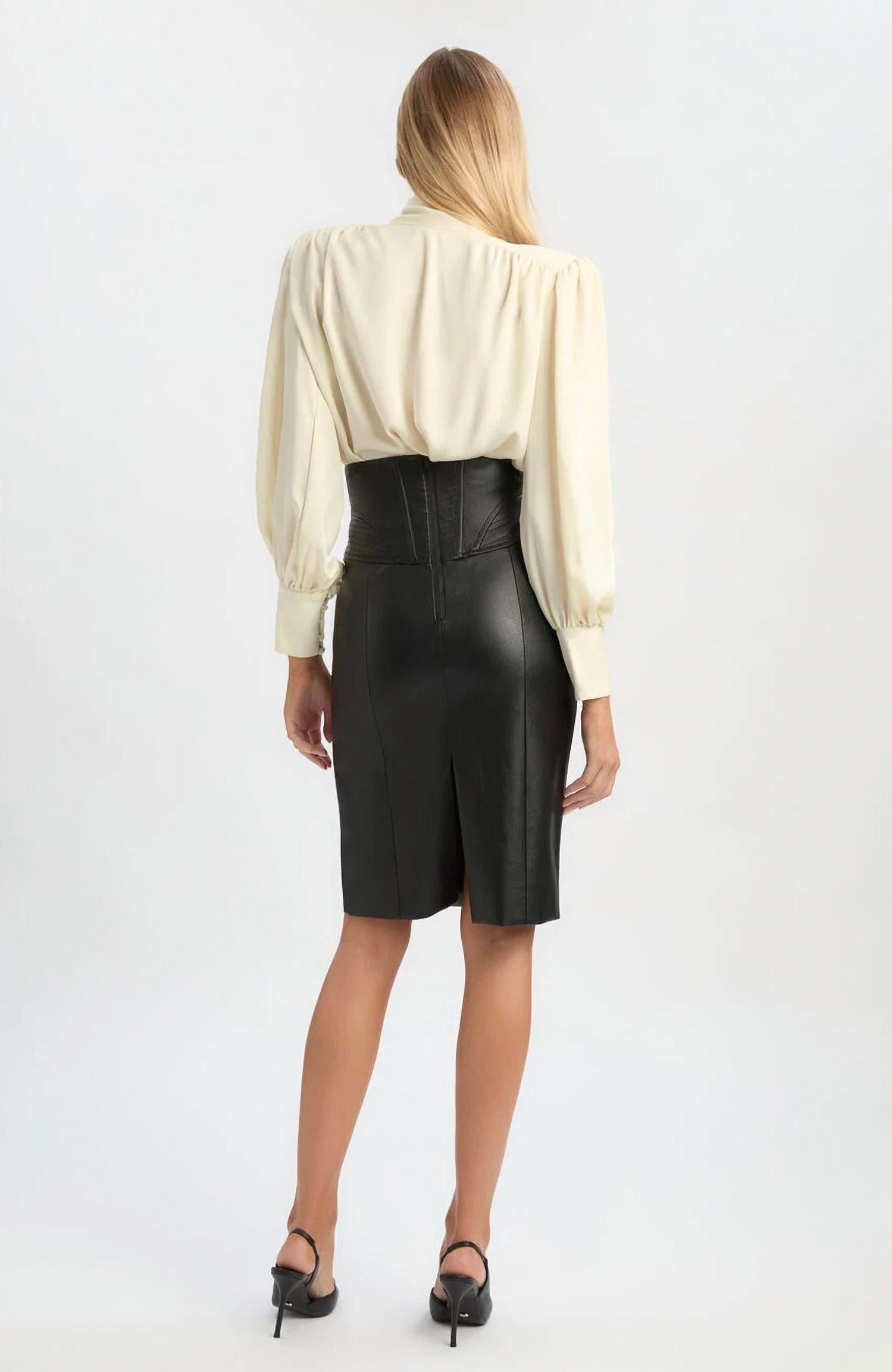 BARDOT Revana Satin Tie Neck Blouse in ivory - women's long sleeve top - view 4