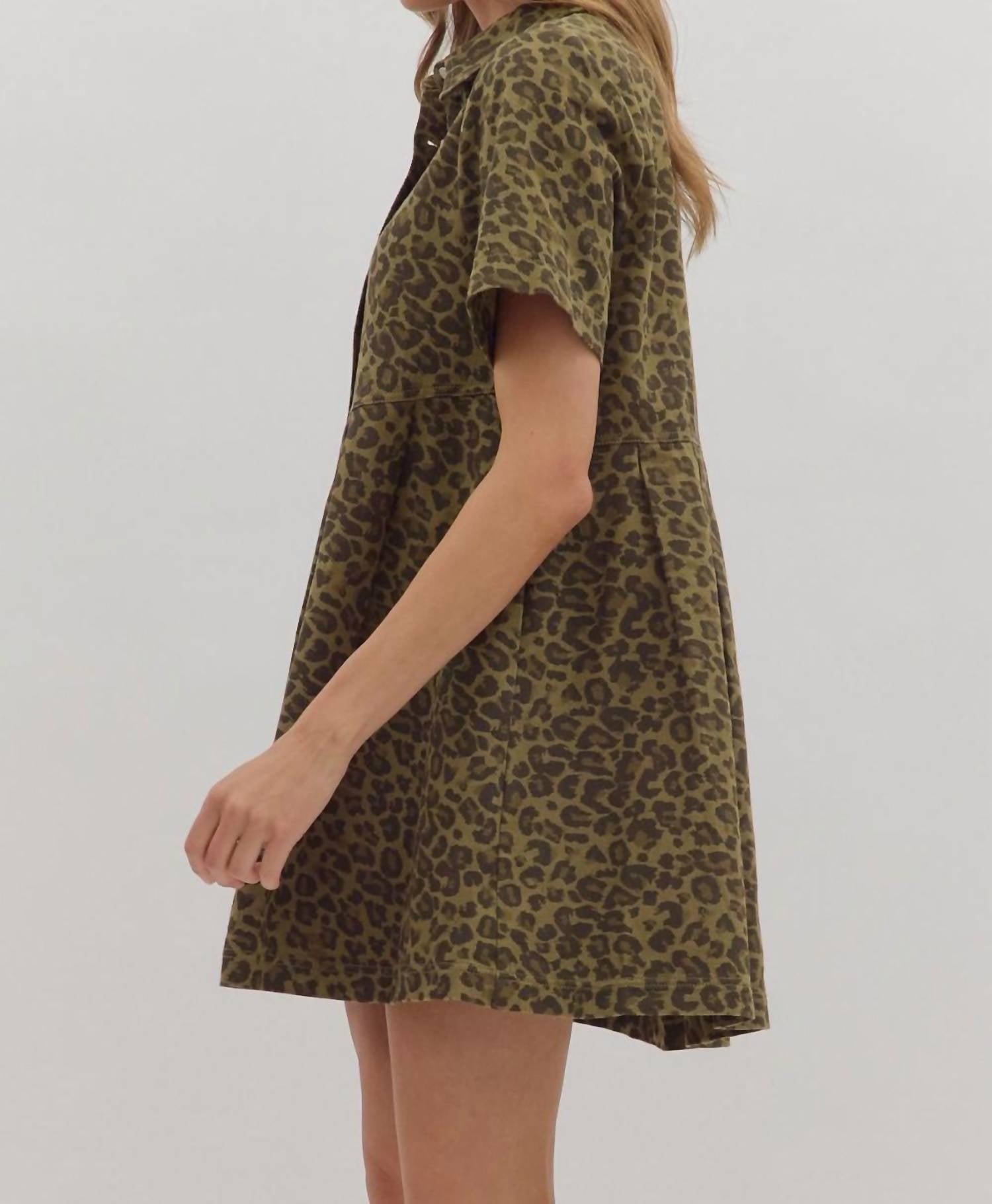 Entro - Loretta Leopard Denim Mini Dress