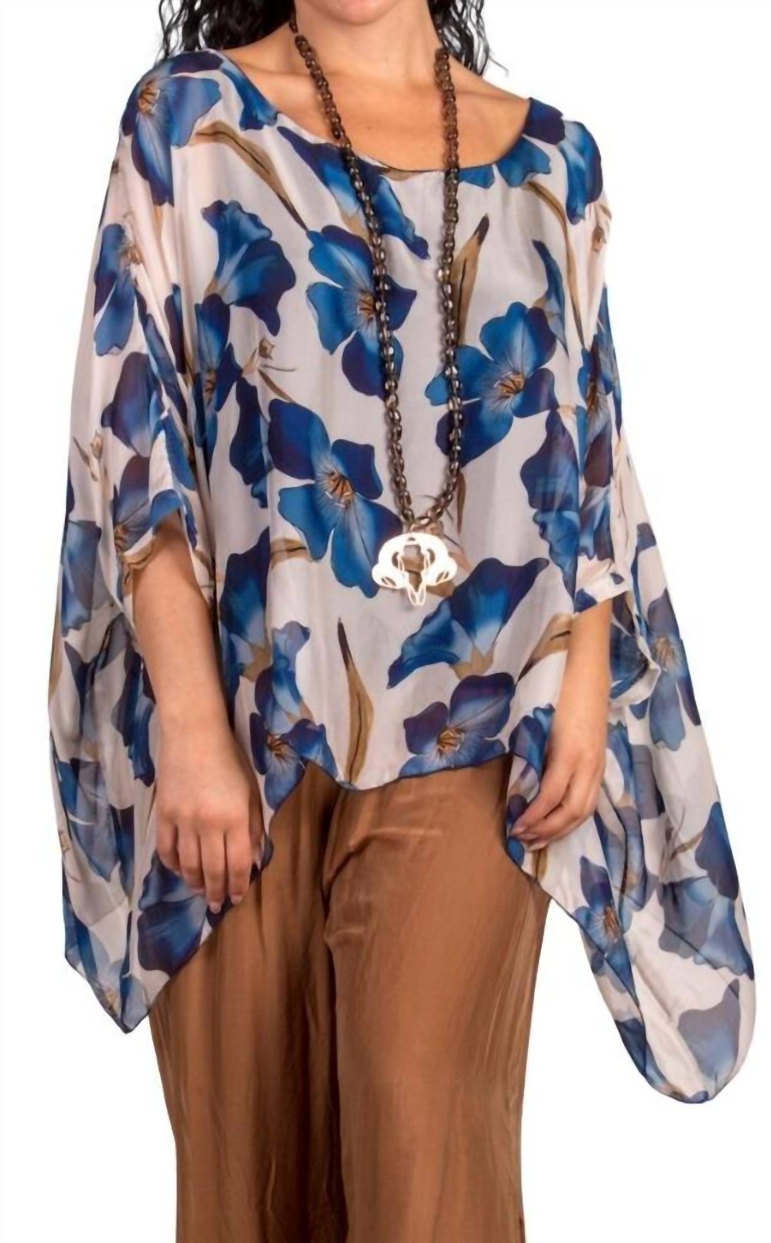 GIGI MODA Aria Orchid Kaftan in navy - women's blouse