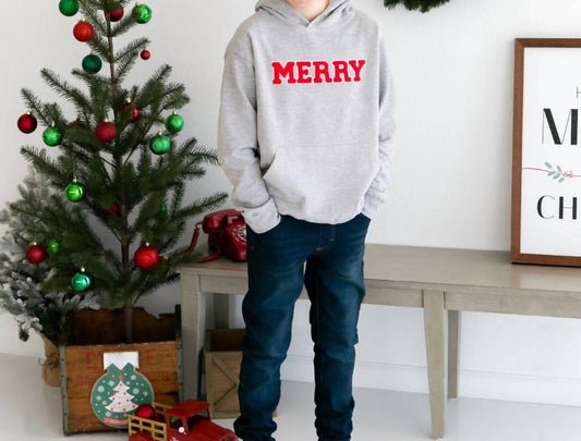 Sweet Wink - Merry Dude Patch Christmas Youth Hoodie