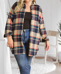 Adora - Pretty Check Shirt Jacket - Plus