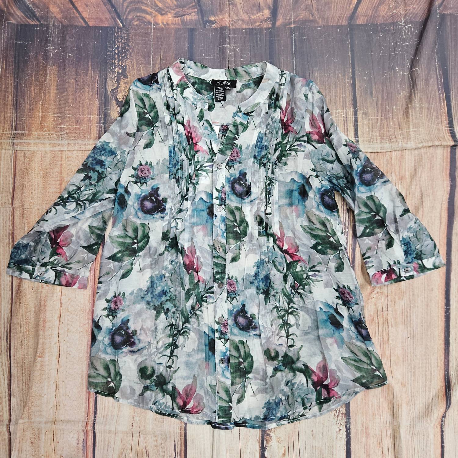 Papillon Women's Floral Button Front Blouse - women's blouse