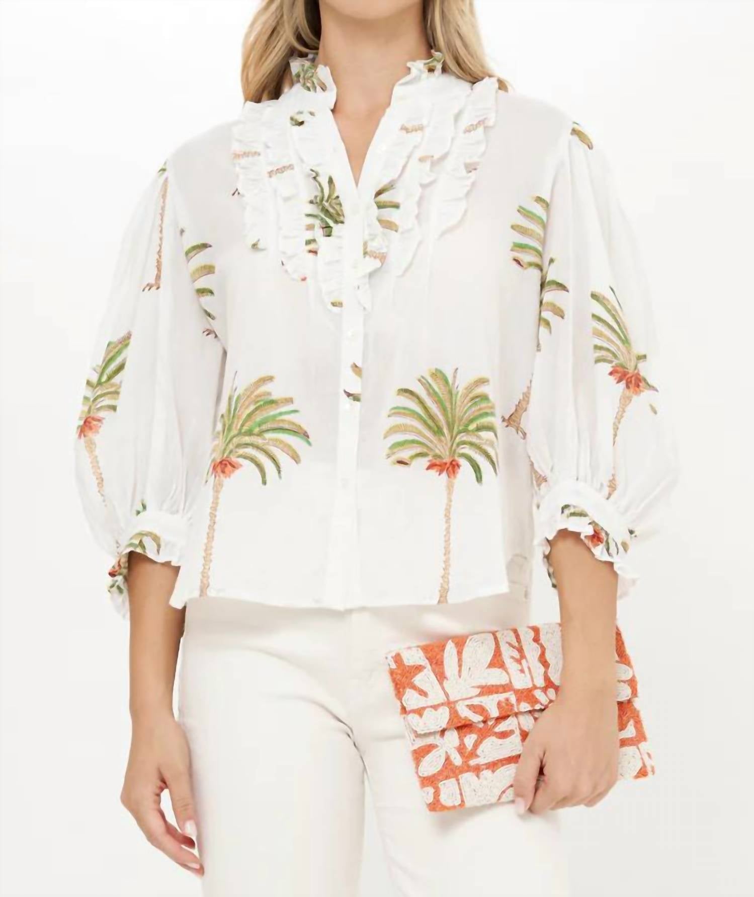 Oliphant - Ruffle Front Button Blouse
