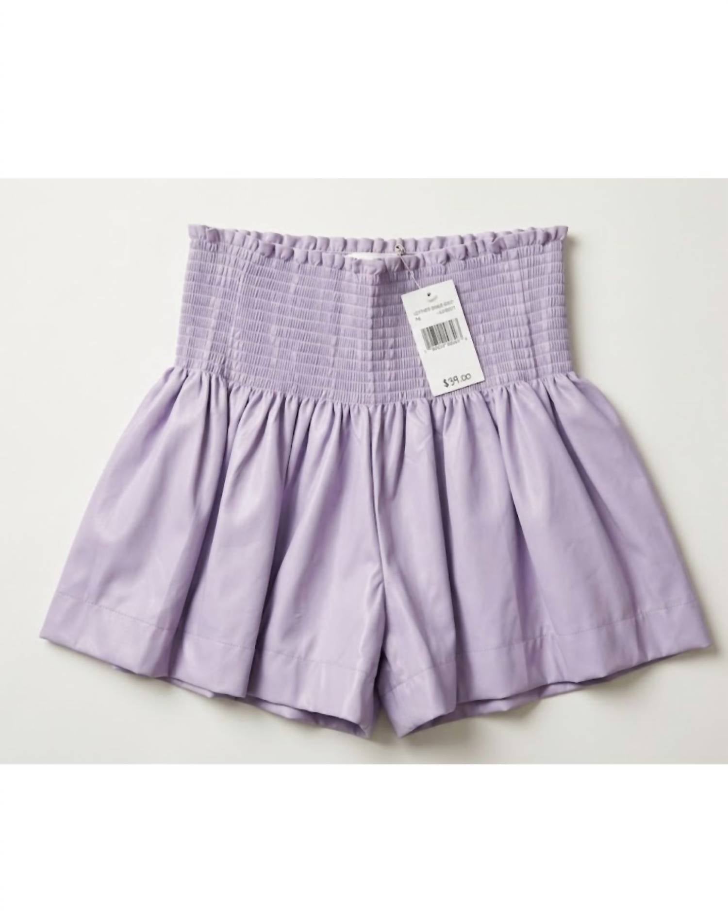 QUEEN OF SPARKLES Women's Leather Swing Shorts in lavender - women's shorts