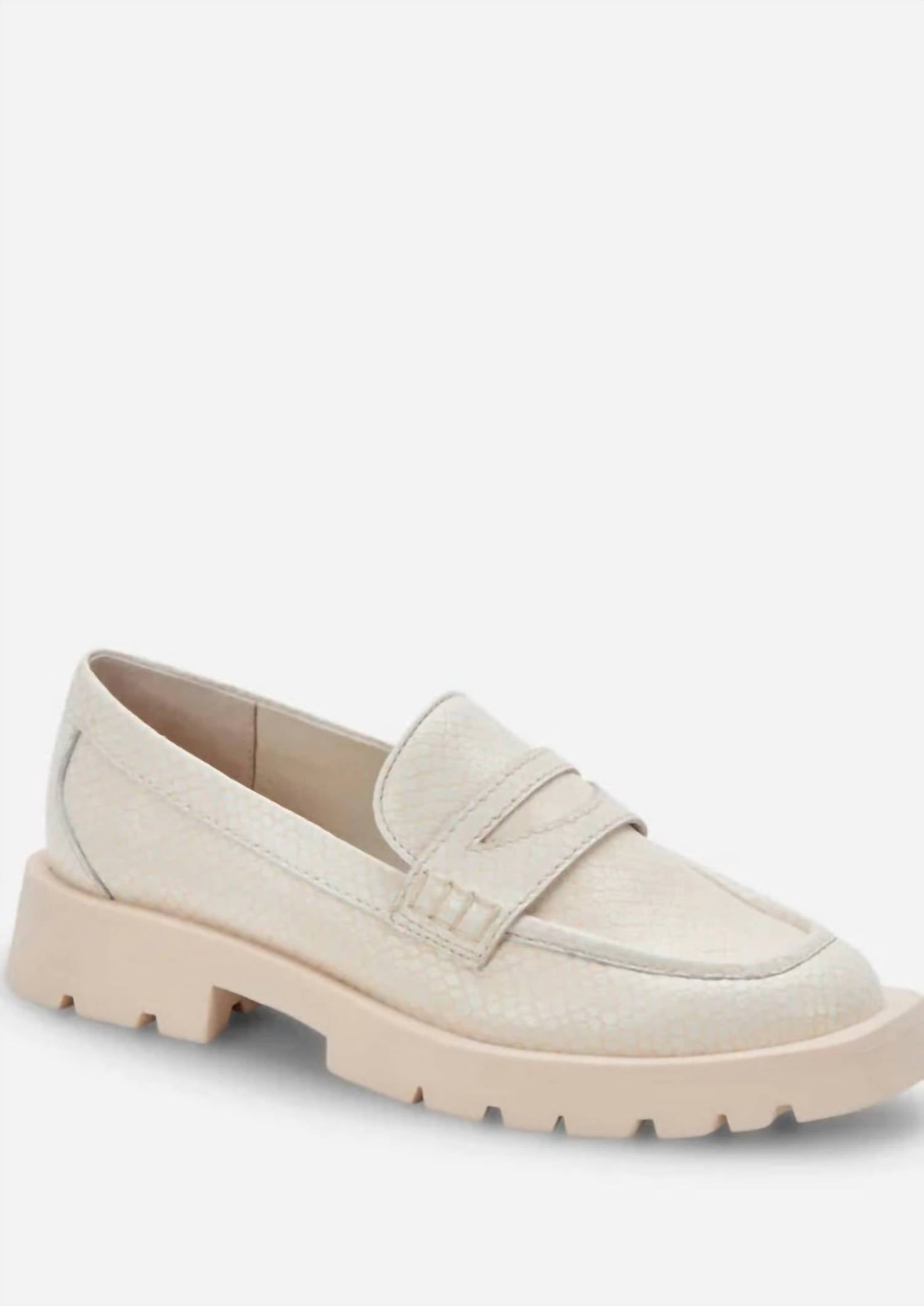 Dolce Vita Women's Embossed Lug Sole Loafer in ivory - women's flats