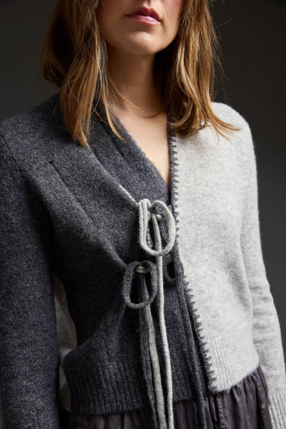 Purple Maroon - Tie Front Cardigan