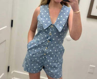Aureum - Sailor Collar Denim Romper