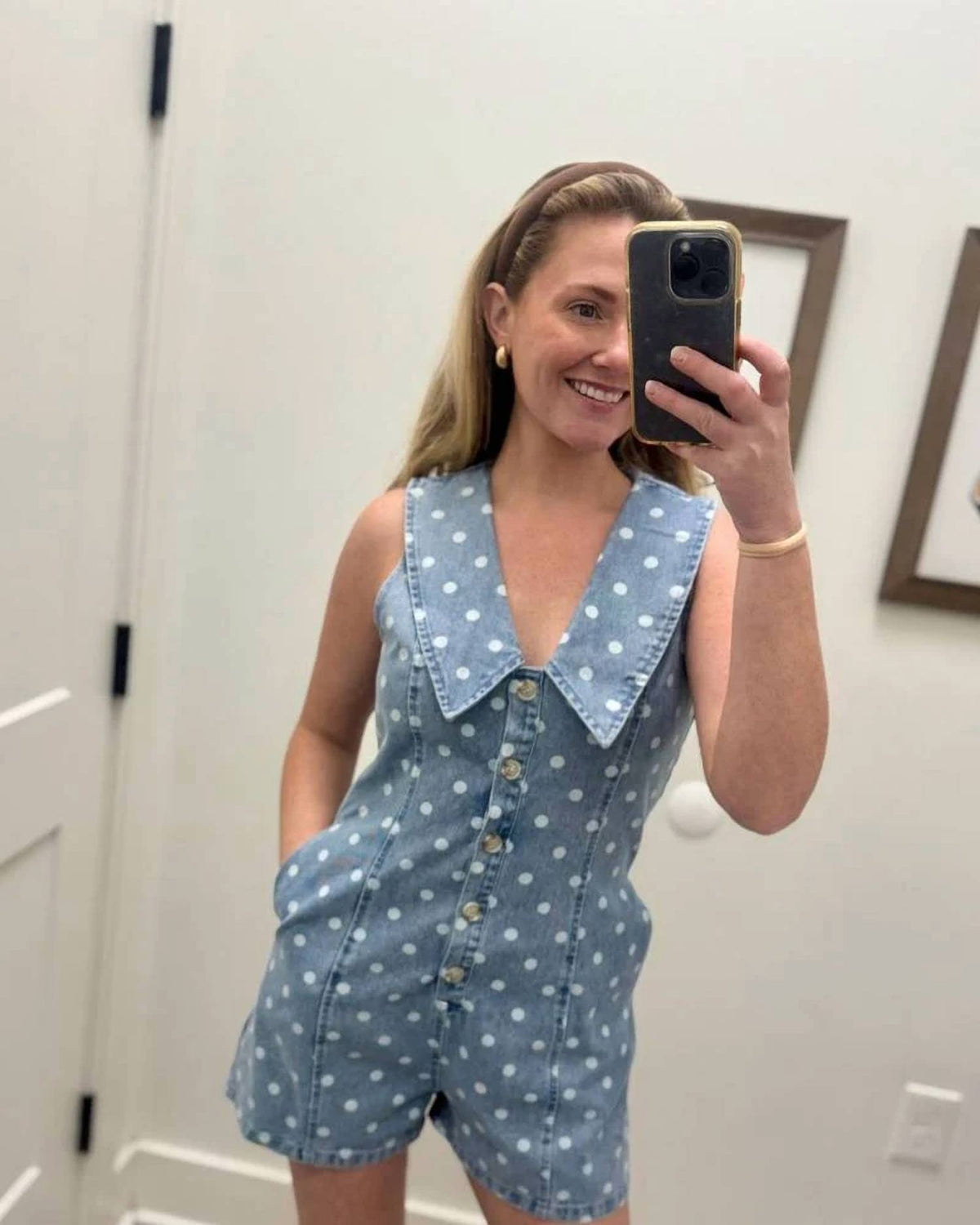 Aureum - Sailor Collar Denim Romper