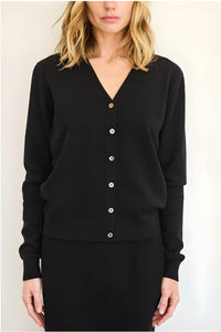 Brazeau Tricot Milan Tulle Back Cardigan in black - women's cardigan