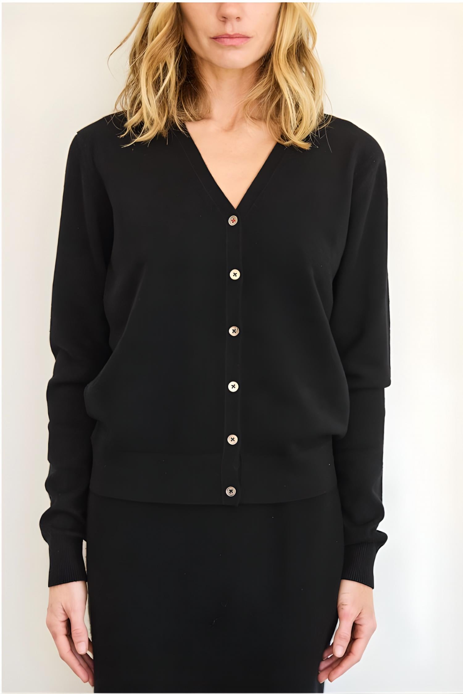 Brazeau Tricot Milan Tulle Back Cardigan in black - women's cardigan