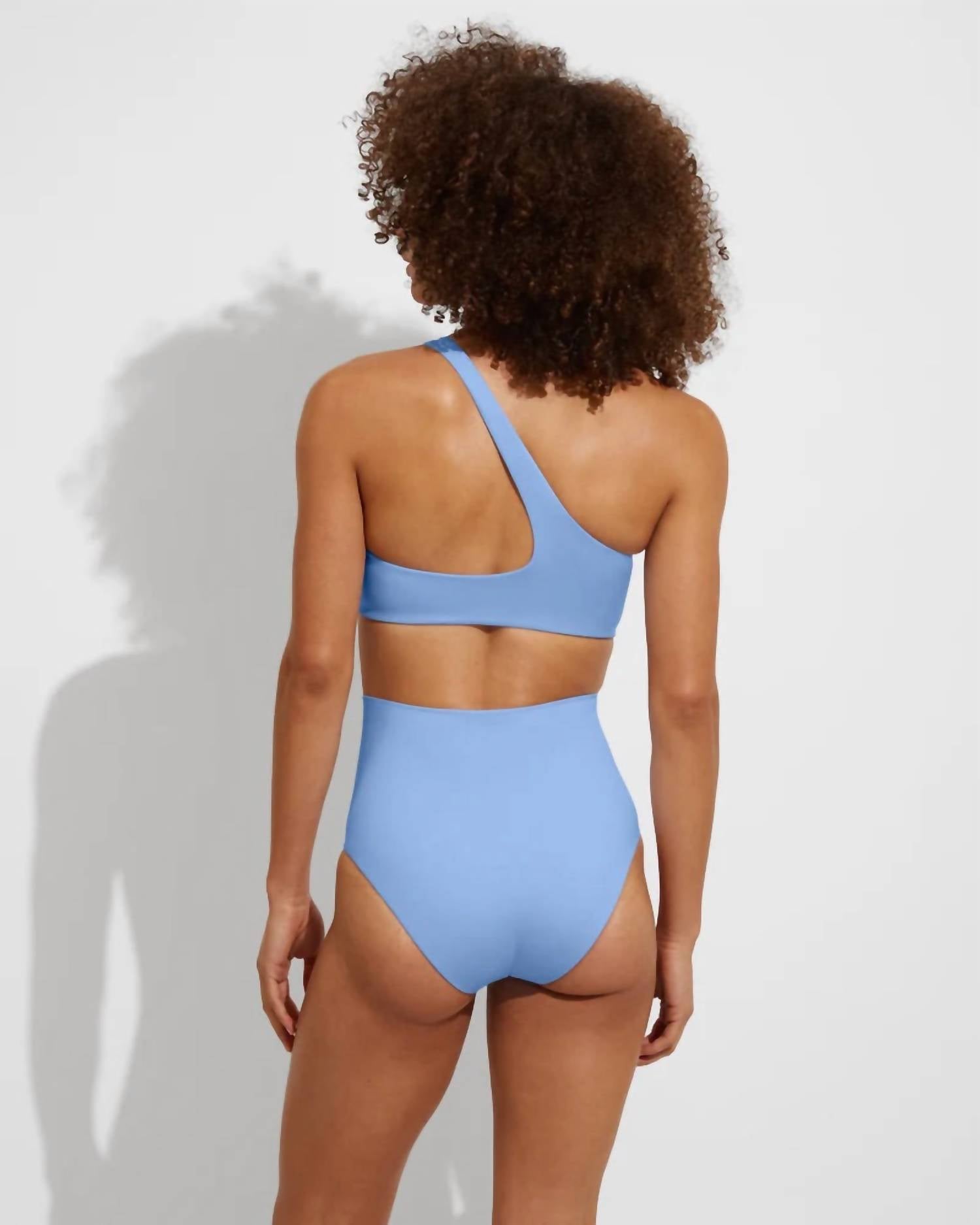 Left On Friday Offshore One Shoulder Top Swimwear in blue skies - women's swimwear - detail view