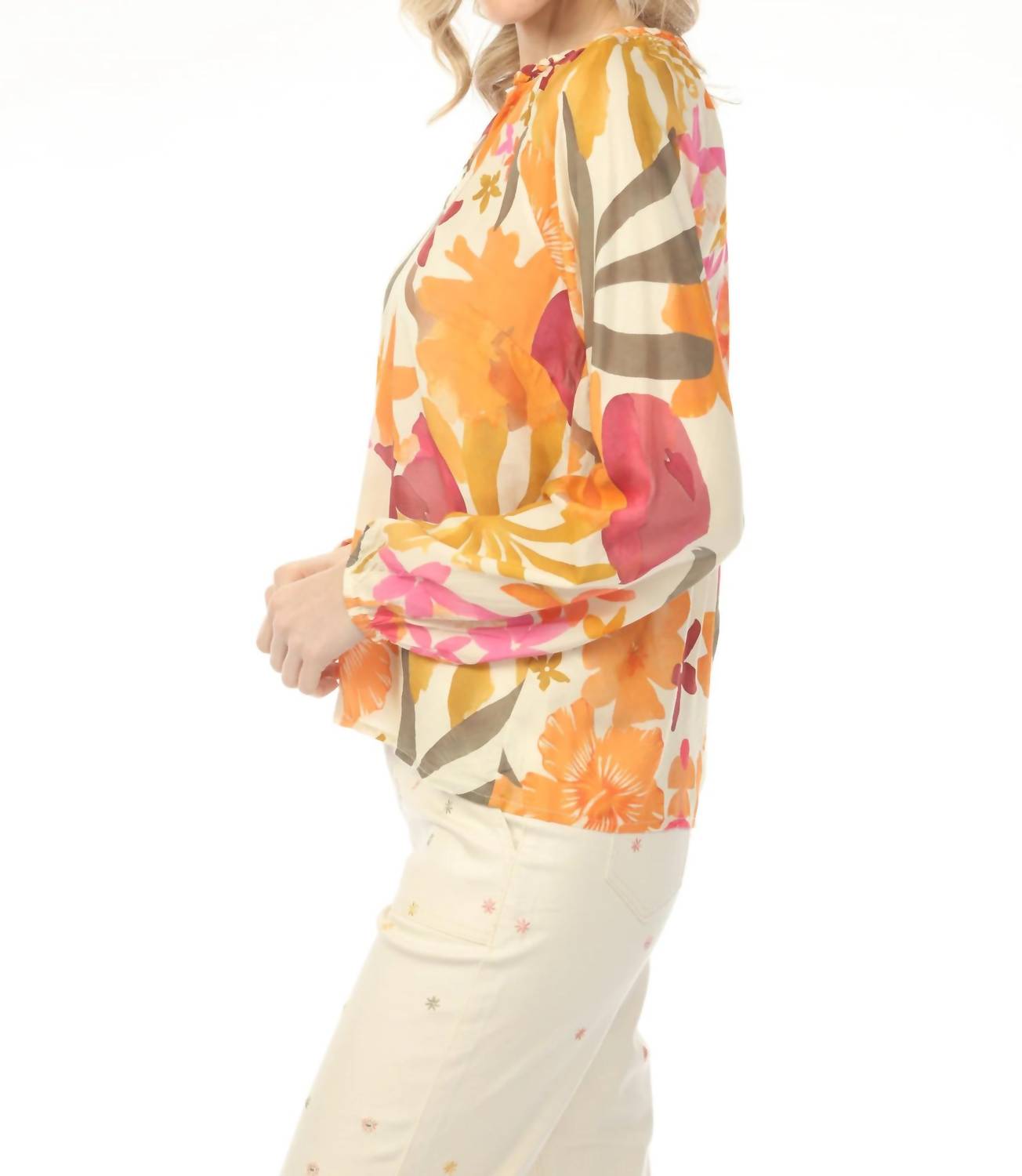 Charlie B - Printed Raglan Sleeve Popover Blouse