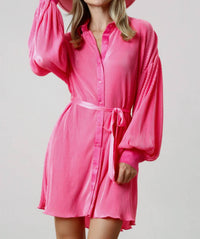 Fantastic Fawn - Pleated Mini Dress With Belt