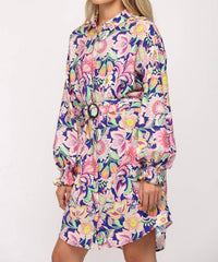 Fate By Lfd - Floral Print Belted Shirt Dress