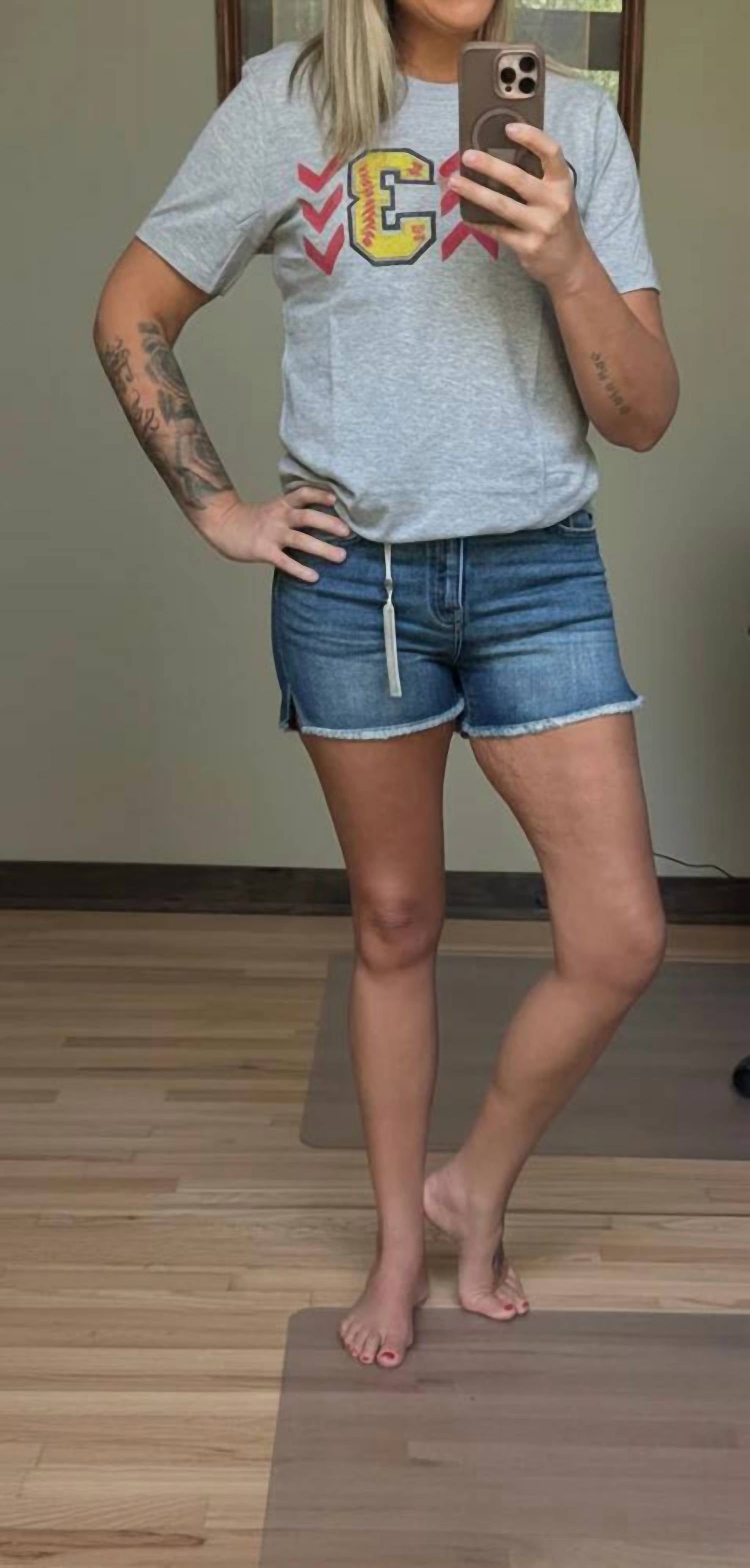 Kancan - Georgina High Rise Fray Hem Shorts