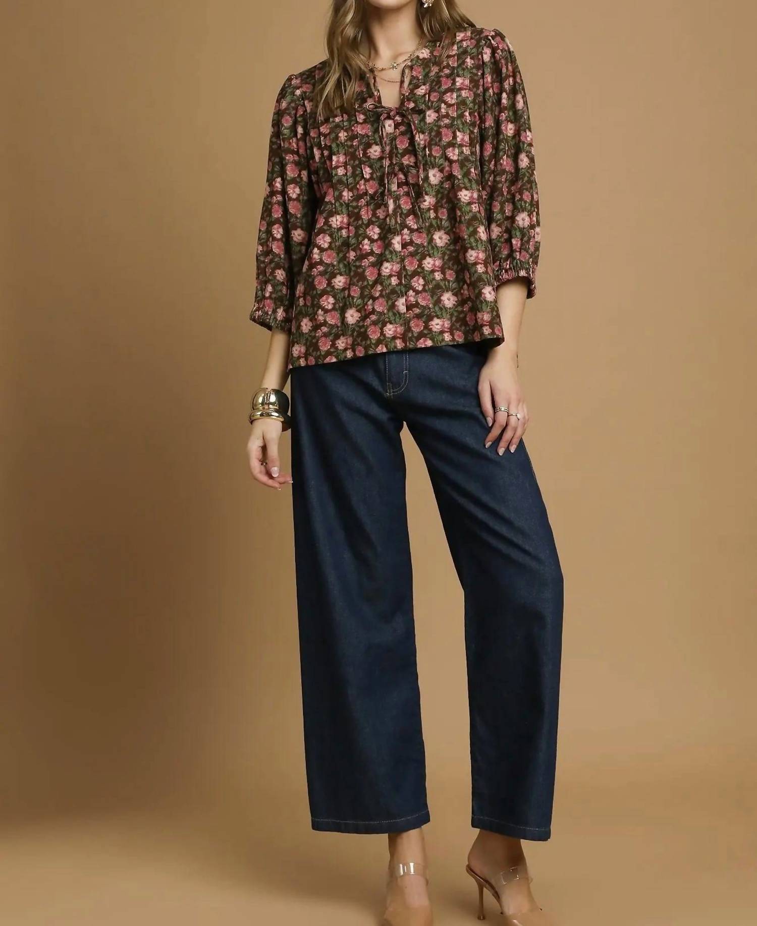 Umgee - Bloom & Stroll Pintuck Blouse