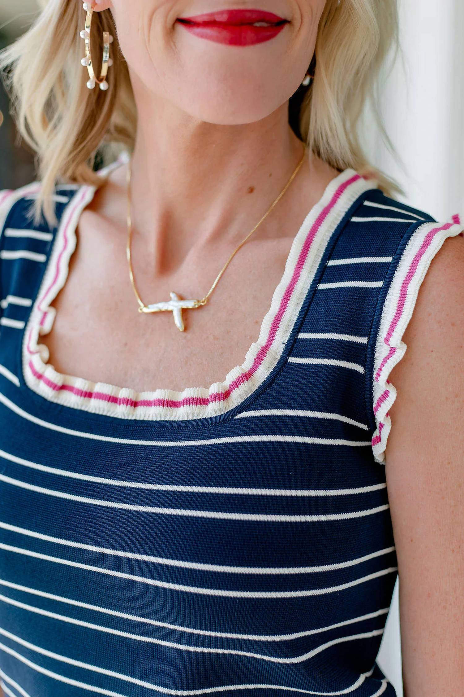 Vilagallo - Ruffled Stripe Tank Top