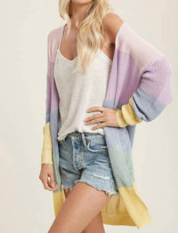 Bluivy - Spring Color Blocked Open Front Cardigan