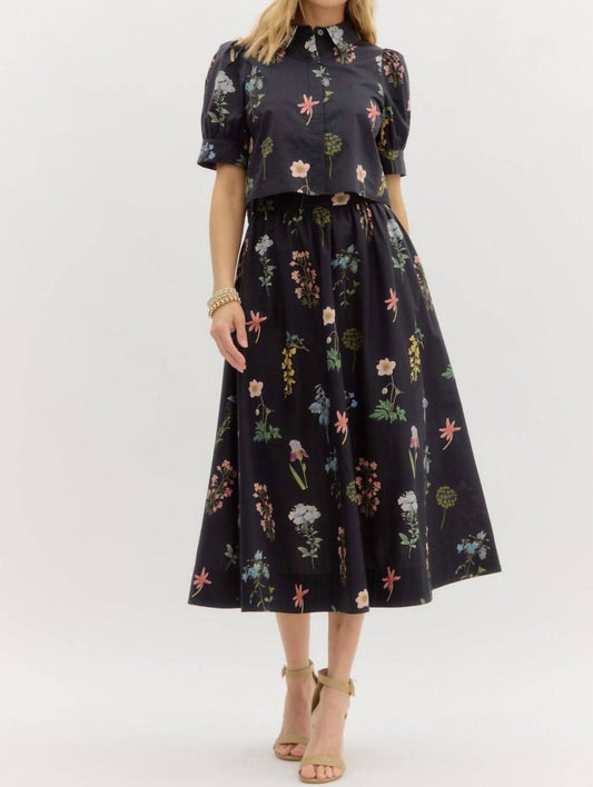 Entro - Melia Floral Print Top & Skirt Set