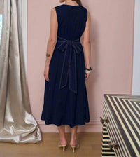 Moon River - Tie Back Contrast Midi Dress