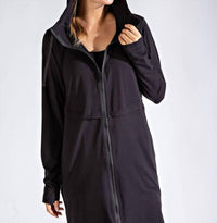 RAE MODE Long Hooded Active Jacket - Plus Size in black - women's jacket