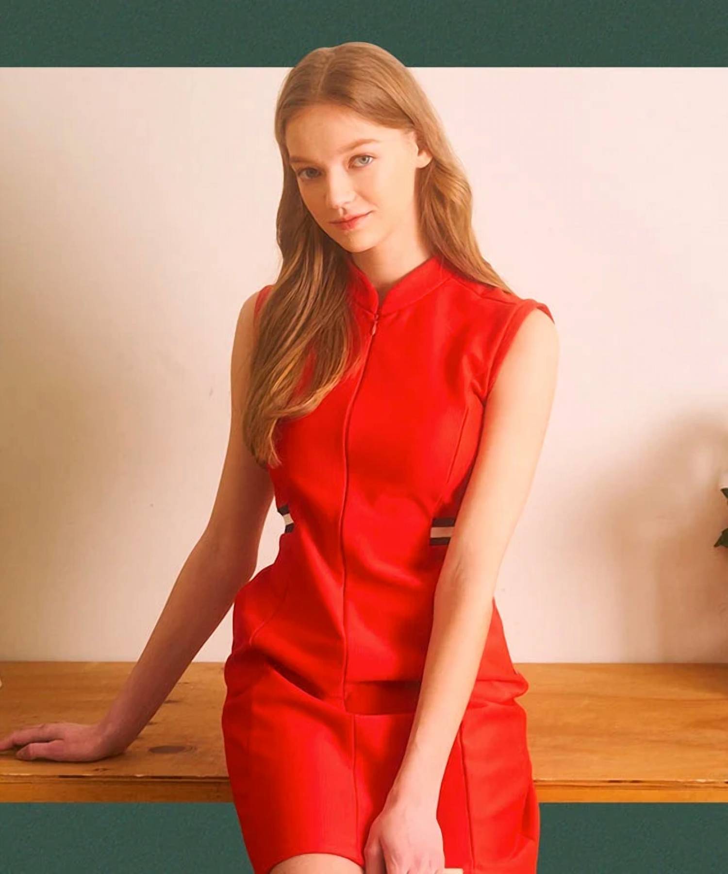 Clang Clang - New Rose Ribbed Slim Dress