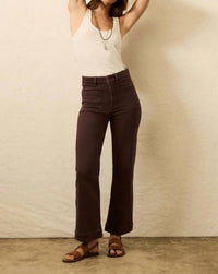 Faherty Stretch Terry Patch Pocket Ankle Pant in northern brown - women's pants