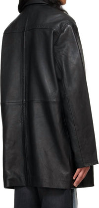 Hope Delusion Lamb Leather Button Down Jacket in black - women's jacket - alternate view