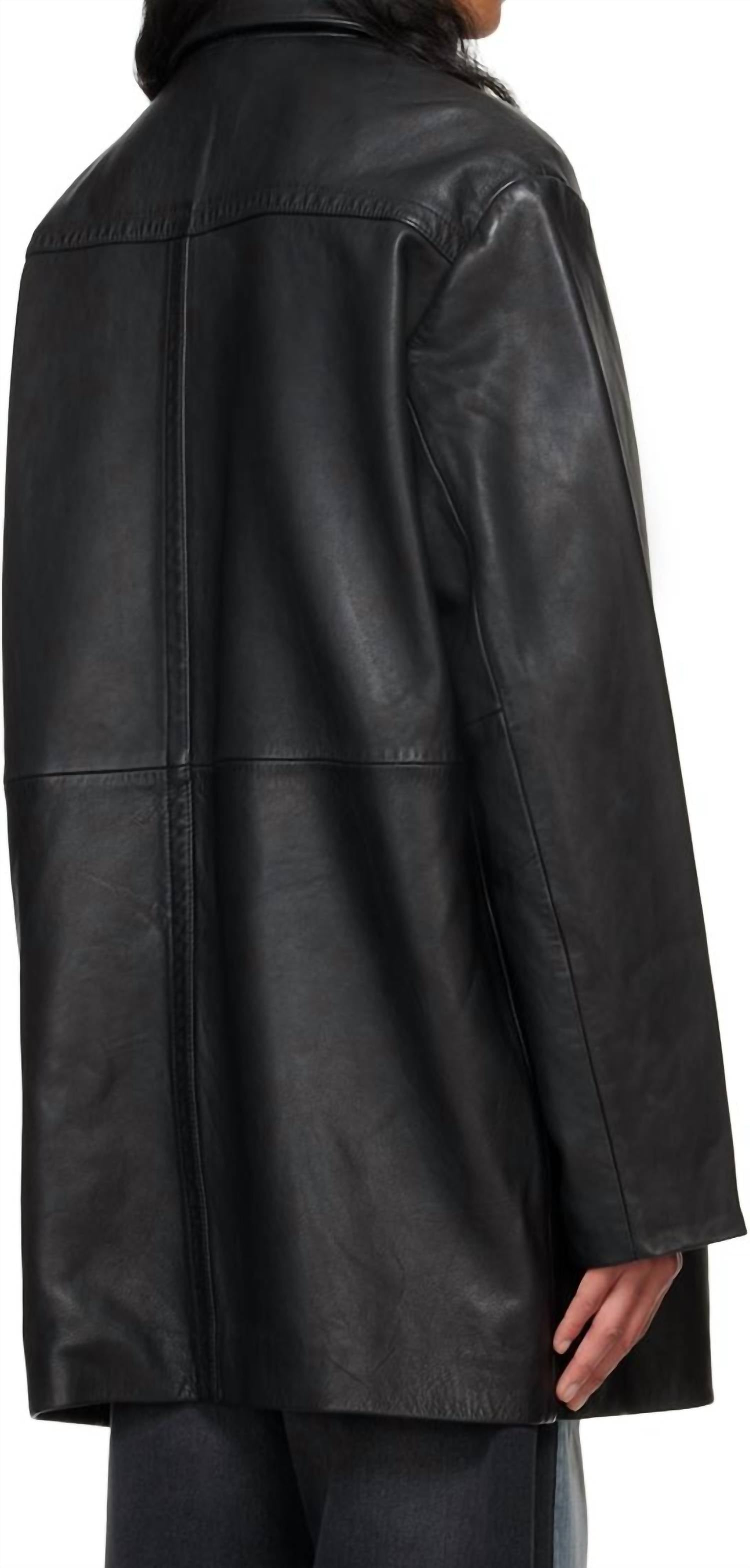 Hope Delusion Lamb Leather Button Down Jacket in black - women's jacket - alternate view
