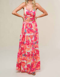 Flying Tomato - Coco Printed Woven Top And Maxi Skirt Set