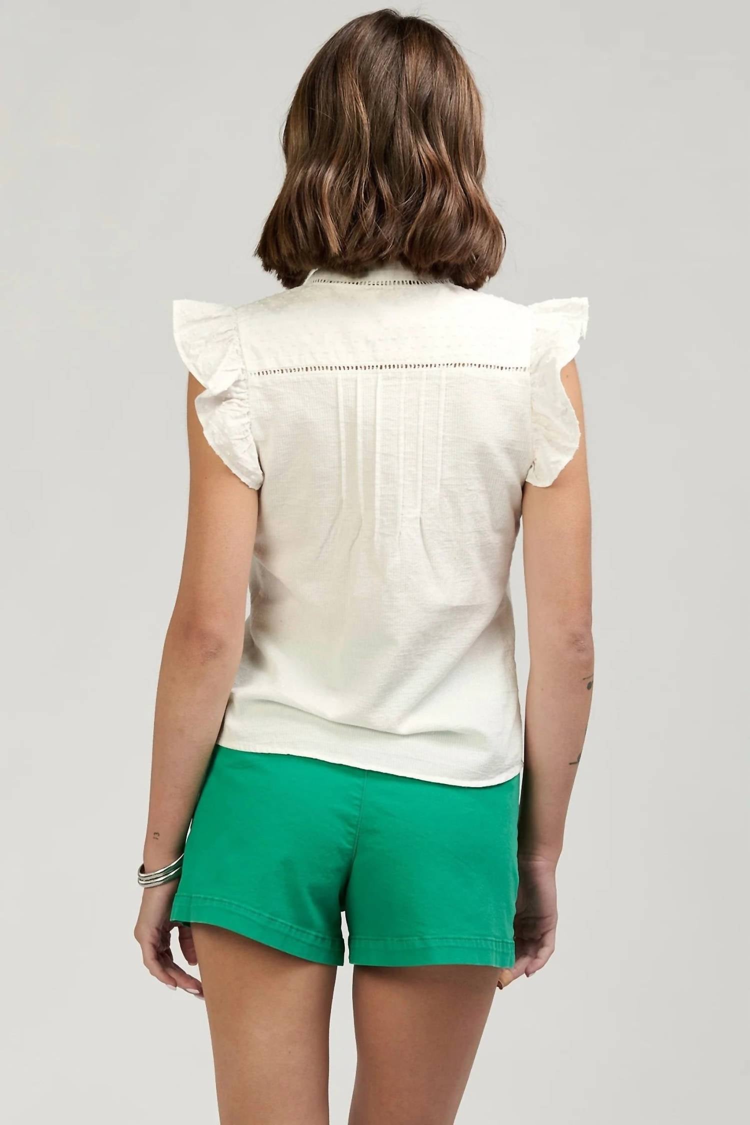 Another Love - Analia Flutter Sleeve Top With Lace Trims