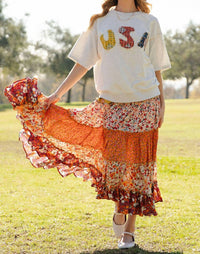 Easel - Usa Patch Front Soft Washed Terry Knit Top