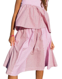 Rose Carmine - Women's Rayures Skirt