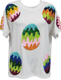 Queen Of Sparkles - Groovy Easter Egg Short Sleeve Top