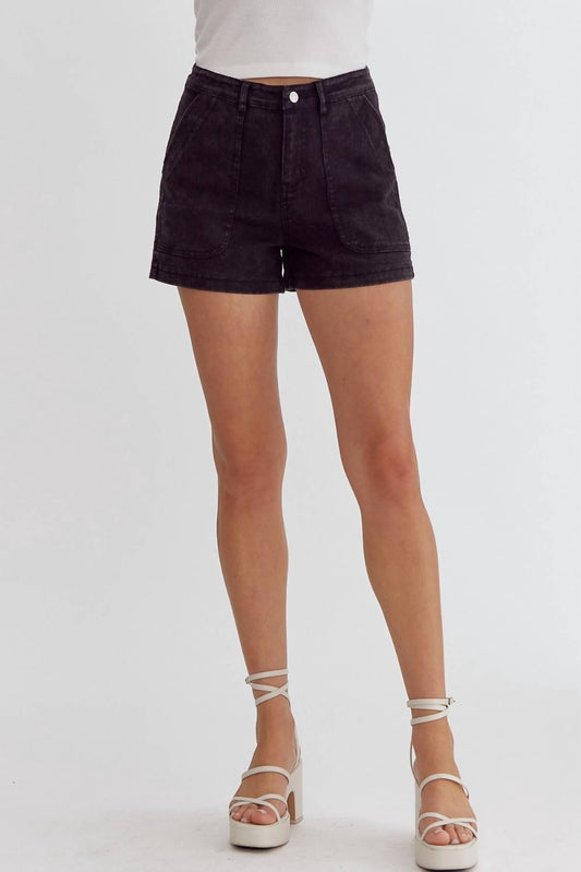 Entro - High Waisted Denim Shorts